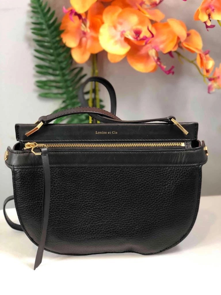 LOUISE ET CIE Elay Black Pebbled Leather Crossbody Bag