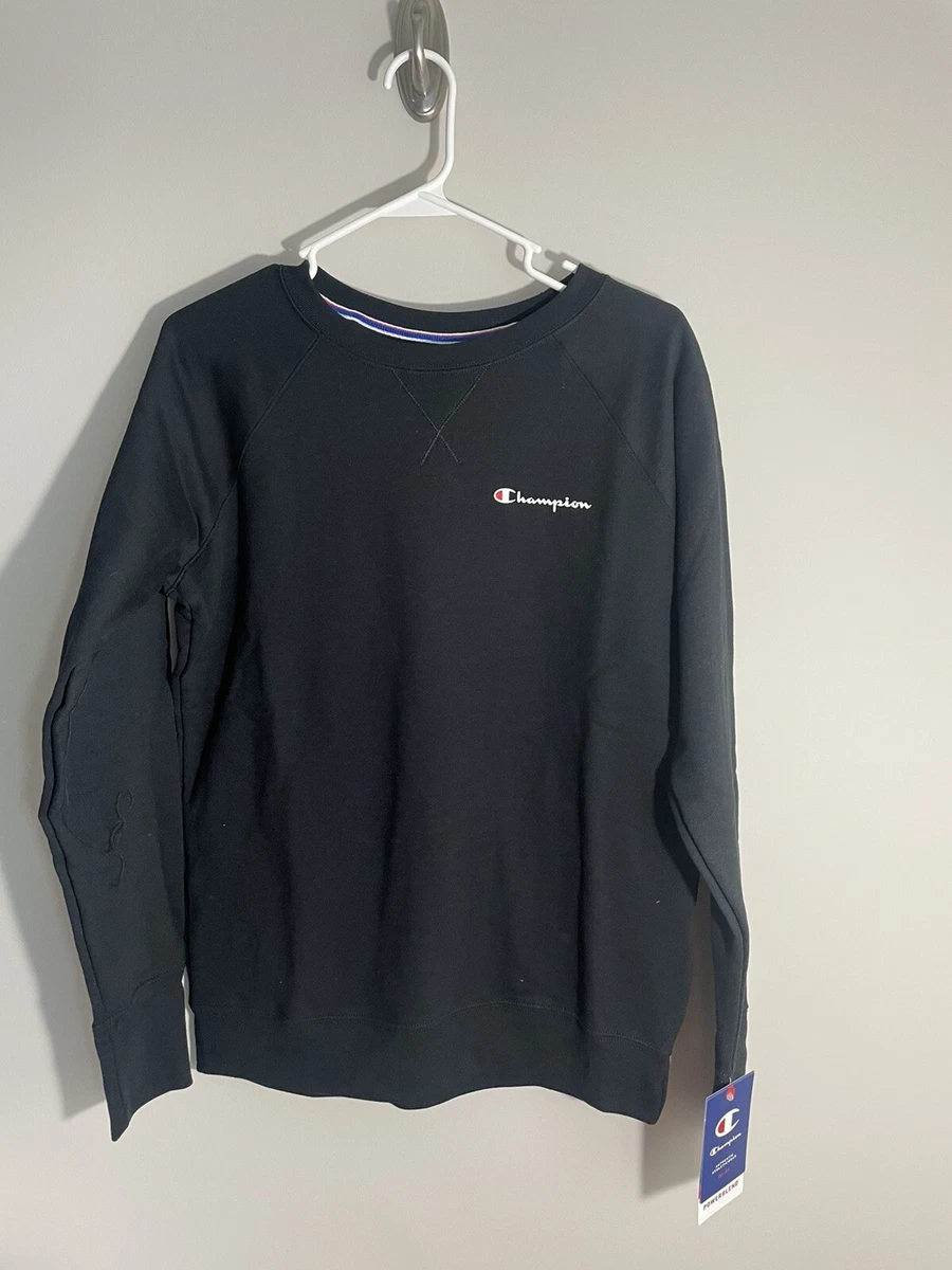 Champion Womens Powerblend Fleece Pullover Crew Sweatshirt Black M NWT |  eBay