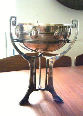 WMF Germany Jugendstil Art Nouveau Secessionist Large Silver Plate Pedestal Bowl