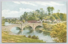 The Castle and Dinham Bridge Ludlow by AR Qinton Art Postcard