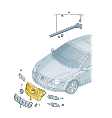 Original Kühlergrill Frontgrill VW EOS 1Q0853641A WAD Neu | eBay 