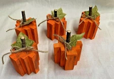 Pumpkins/Fall/Halloween/Bowl Fillers/Set of 5/Wooden/Tray Fillers/Orange