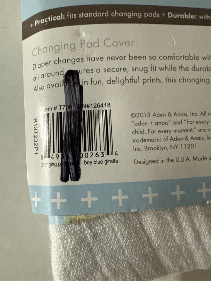 Cubierta de almohadilla cambiadora de objetivo Aden & Anais muselina azul jirafas nuevo bebé niño niña Foto 4 de 4
