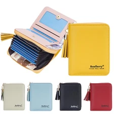 Womens Card Slot Wallet Leather Pocket Credit Card Holder Zipper Card Purse Gift