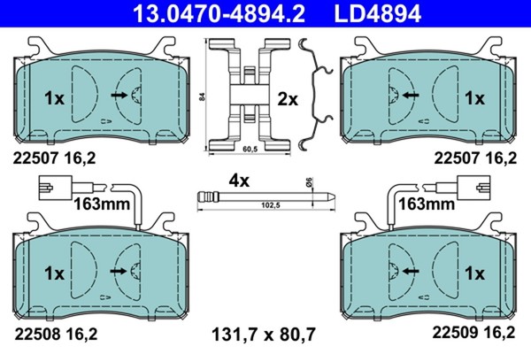 Bremsbelagsatz Scheibenbremse ATE Ceramic 13.0470-4894.2 FüR Alfa Stelvio Giulia-image