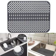 Silicone Sink Mat Protectors for Kitchen 17''x 12.6'' Rubber Non-Slip Folding