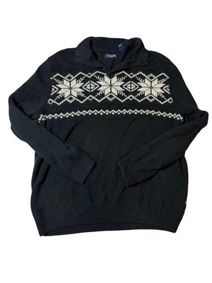 希少 Ralph Lauren BONNARD XL COTTON WOOL Chaps Ralph Lauren Nordic Sweater XL Black Fair Isle Shawl Collar
