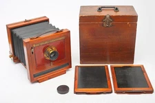 Scoville Waterbury 4.25x5.5 (4x5) half plate Camera+Holders+J.W Queen Lens++RARE