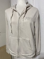 Women s Victoria s Secret PINK Full Zip Bling Hoodie Pockets -sz L Ex Cond-Rare