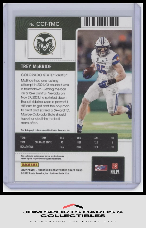 2022 Panini Contenders Draft Picks #CCT-TMC Trey McBride College Ticket Auto RC - Image 2 of 2