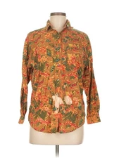 Gitano Women Orange Long Sleeve Button-Down Shirt M