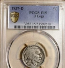1937-D 3-Leg Buffalo PCGS Fine 15  ~~ KEY DATE ~~ F15 Fully Original No Reserve