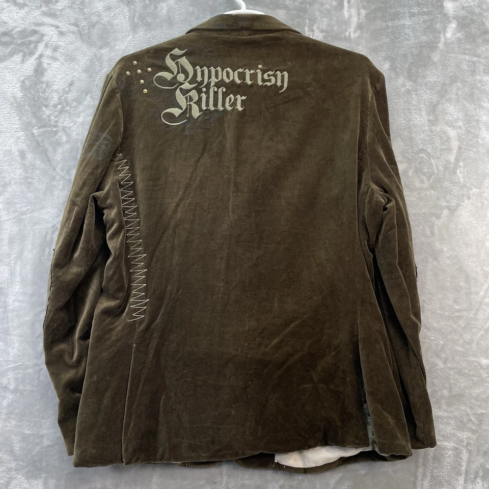 ROAR blazer Mens size XL cross stitch design embroidered velour jacket coat suit - Image 3 of 4