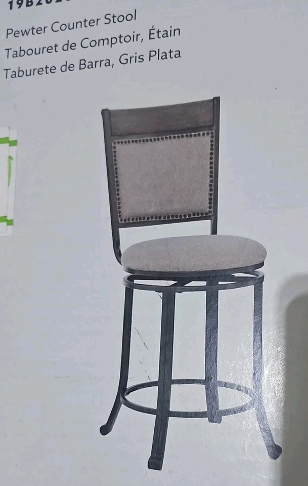 Powell Timber Pewter Metal and Ash Wood Swivel Counter Stool - Image 2 of 2