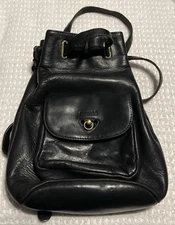 Vintage Guess Leather Bucket Bag Satchel Black W/Wallet 90’s Backpack Purse FLWS