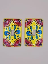 TalaMex Mexican Ceramic Wall Plate Canary Single Toggle Switch Plate (2)