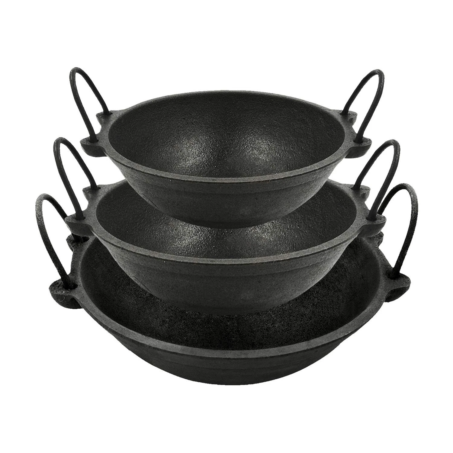 Set of 3 Pre-Seasoned Cast Iron Wok Kadai Lead Free Wok Black 8 Inch 9 & 10 inch
Opens in a new wind