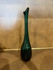 MCM Blenko Viking Style Emerald Green Glass Bud Vase - 10.5" Mid Century Modern