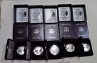 Lot of 5 Five 1992-S American Eagle Silver Proof 1 oz. Bullion Coin, Box & COA