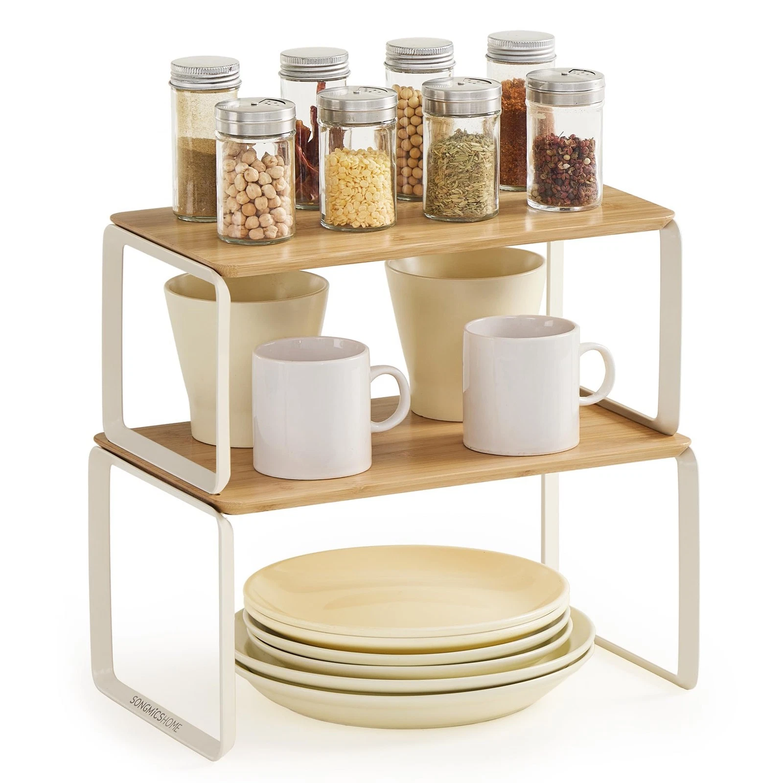 Cabinet Organizer Shelf, Set of 2 Kitchen Counter Shelves, Kitchen Storage, S...