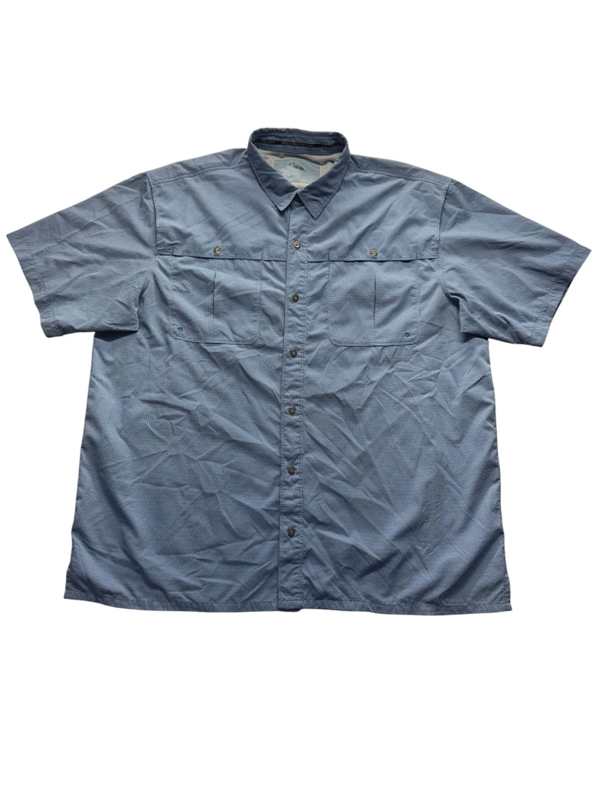 World Wide Sportsman Mens 2XL Short Sleeve Fishing Shirt Blue Plaid #7957