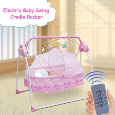 USB Electric Baby Crib Shaker Cradle Swing Sleep Bed Rocking Chair w/Music Toys