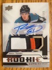 2018-19 Upper Deck Premier Rookie Patch Auto Troy Terry 201/249 Anaheim Ducks