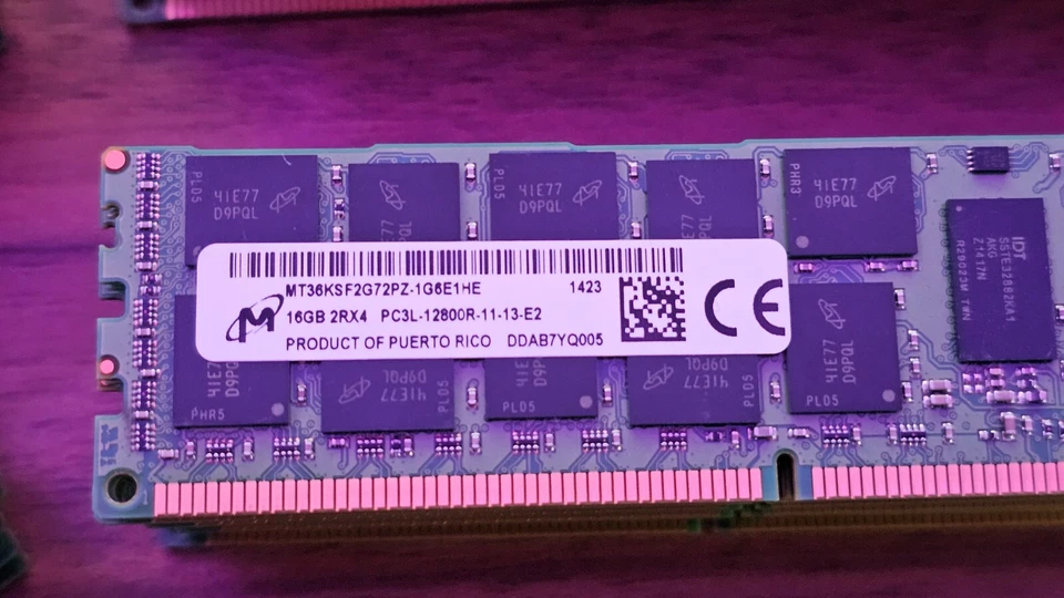 Micron 16GB 2RX4 PC3L 12800R-11-13-E2 ECC Server RAM Bars - Image 2 of 2