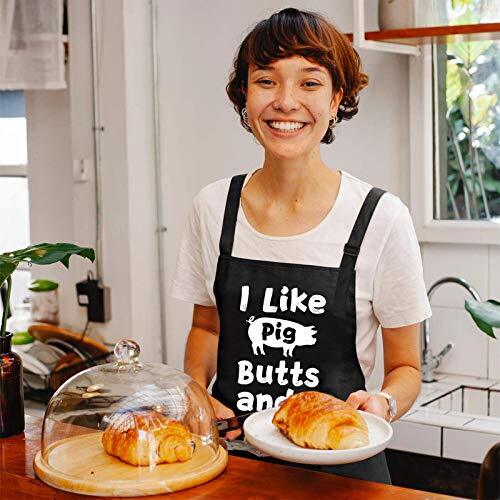 Funny Black Chef Aprons for Men Adjustable I Like Pig Butts and I Cannot Lie - Picture 7 of 7