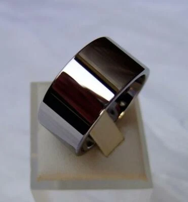 WOLFRAM/TUNGSTEN CARBIDE RING KRATZFEST HOCHGLANZ POLIERT 12MM BREIT 16 - 23,8MM - Bild 1 von 3