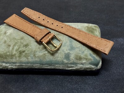 Single keeper 1940s NOS Genuine Pigskin 16mm vintage watch band gold-tone buckle