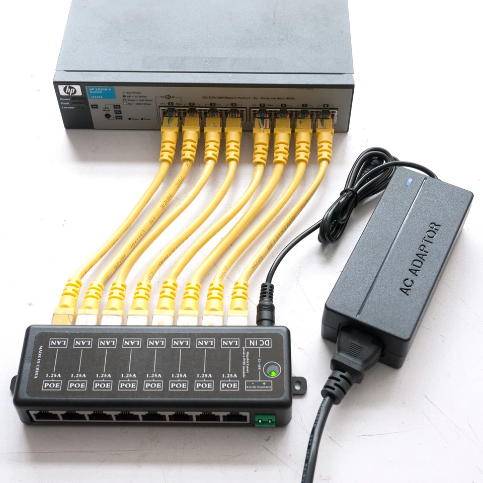 8 Ports Gigabit Passive PoE injector midspan Ethernet Adapter 48V2A 96Watt PSU - Image 2 of 4