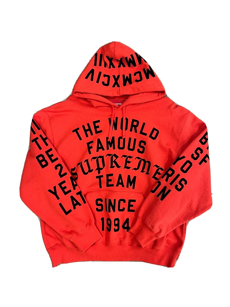 Supreme Team Flocked Hooded Sweatshirt Bright Red SS23 sz medium