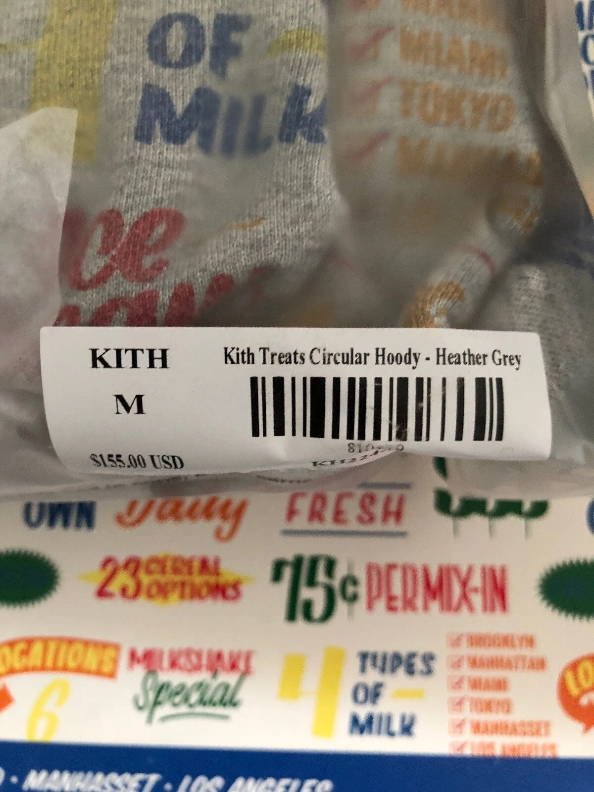 Felpa con cappuccio circolare Kith Treats grigio medio M NUOVA Supreme NYC