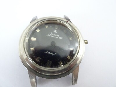 1970s vintage Zodiac sea wolf case missed bezel Date Automatic mens  (z724A)