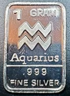 Aquarius 1 Gram Silver Bar