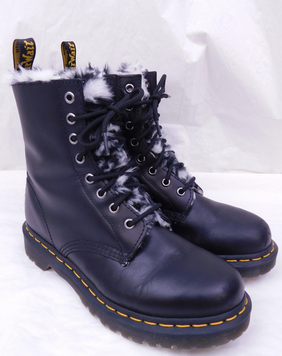 Martens 1460 Serena Faux Fur Lined Black Leather Boots