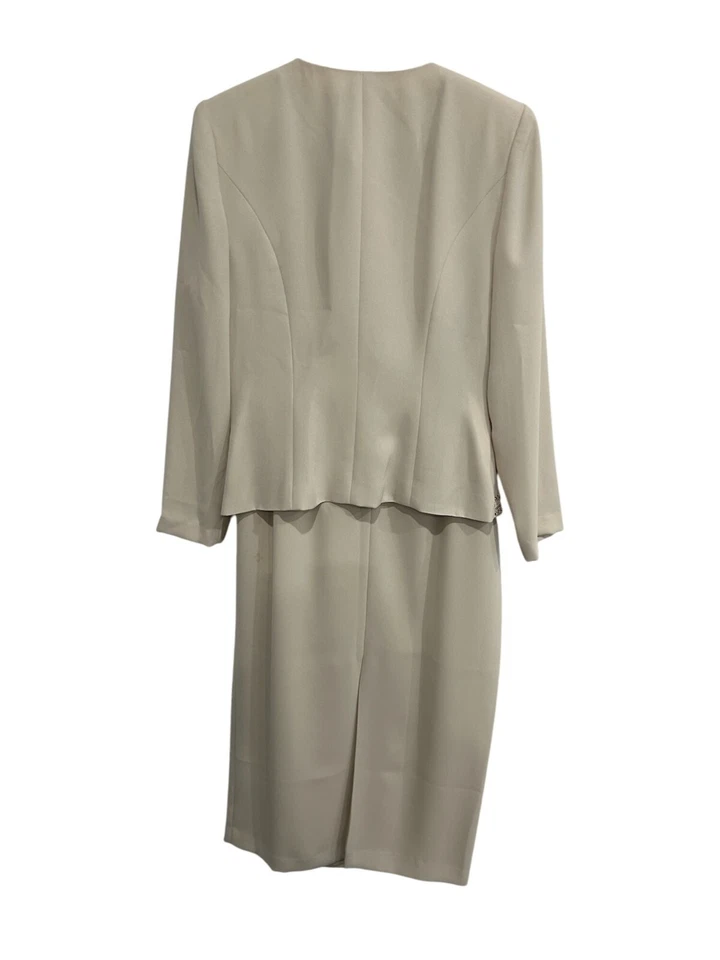 Donna Morgan Womens Beige 2 Piece Set Embellished Jacket Skirt Sizes 8 & 10 - Image 2 of 4