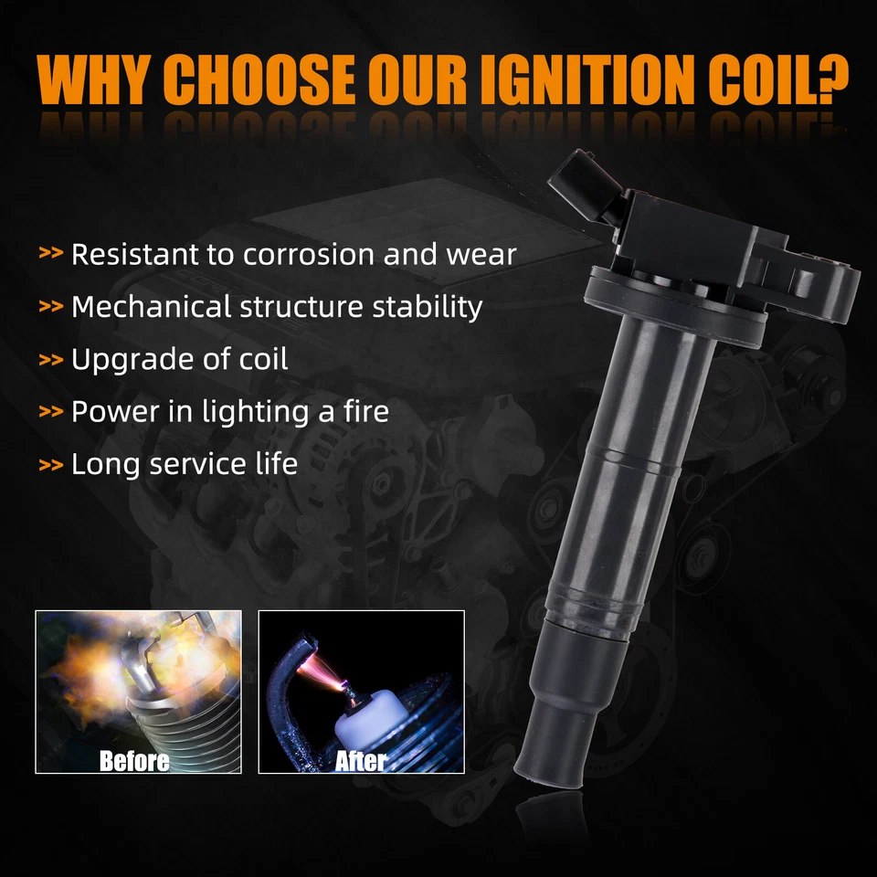 Paquete de 4 bobinas de encendido de repuesto para Toyota Solara 2002-2006 2,4 L L4 90919-02244 Foto 4 de 4