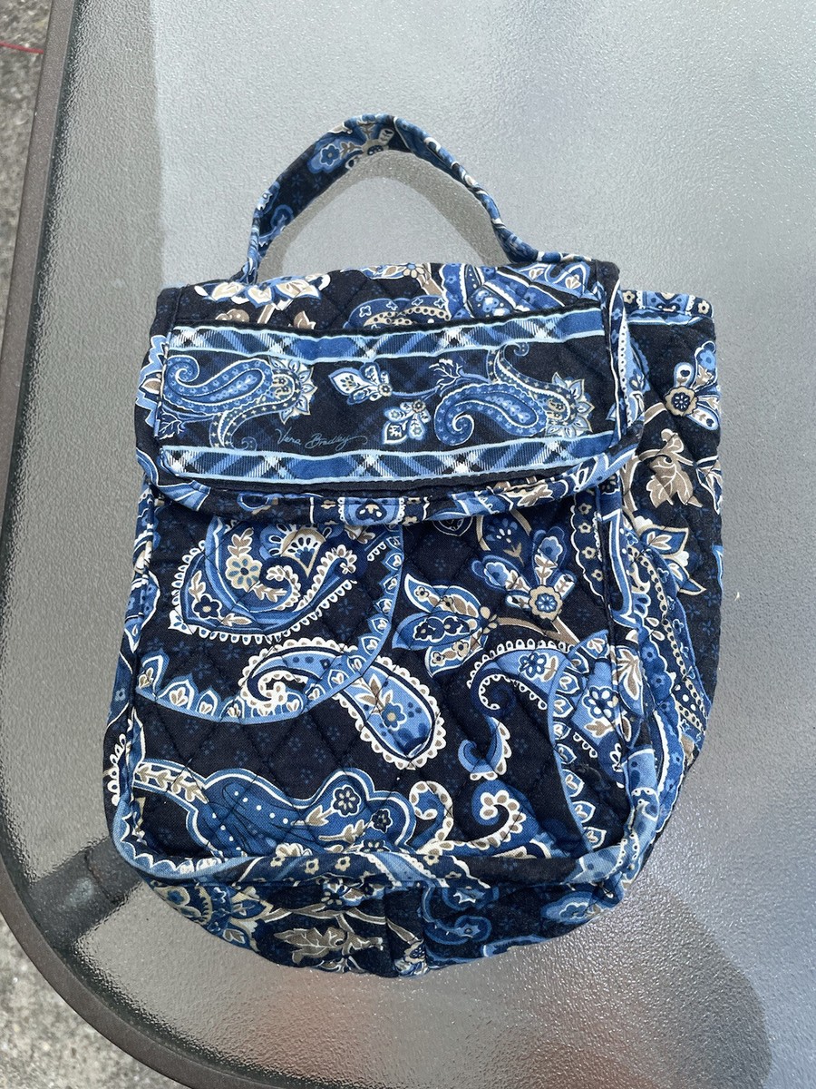 VERA BRADLEY Out To Lunch Bag Sack Windsor Navy Blue Foral Paisley Lined  Lunch