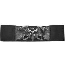 Kreepsville 666 Elastic Waist Belt Bat Silver Elastic Split Buckle Fastening