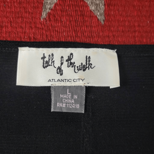 Top maglia patchwork Talk Of The Walk vintage anni 90 taglia L nero nylon lana perline trasparente - Foto 3 di 6
