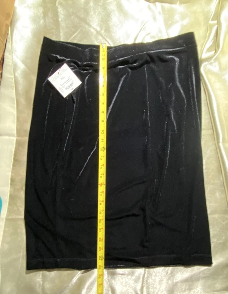 Falda de terciopelo negra vintage Elisabeth by Liz Claiborn para mujer talla XL Foto 4 de 4