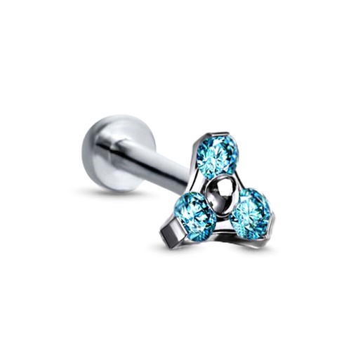 Titanium Labret Style Nose Ring Stud Threadless Push Pin Trinity 16G 18G 20G - Picture 3 of 11