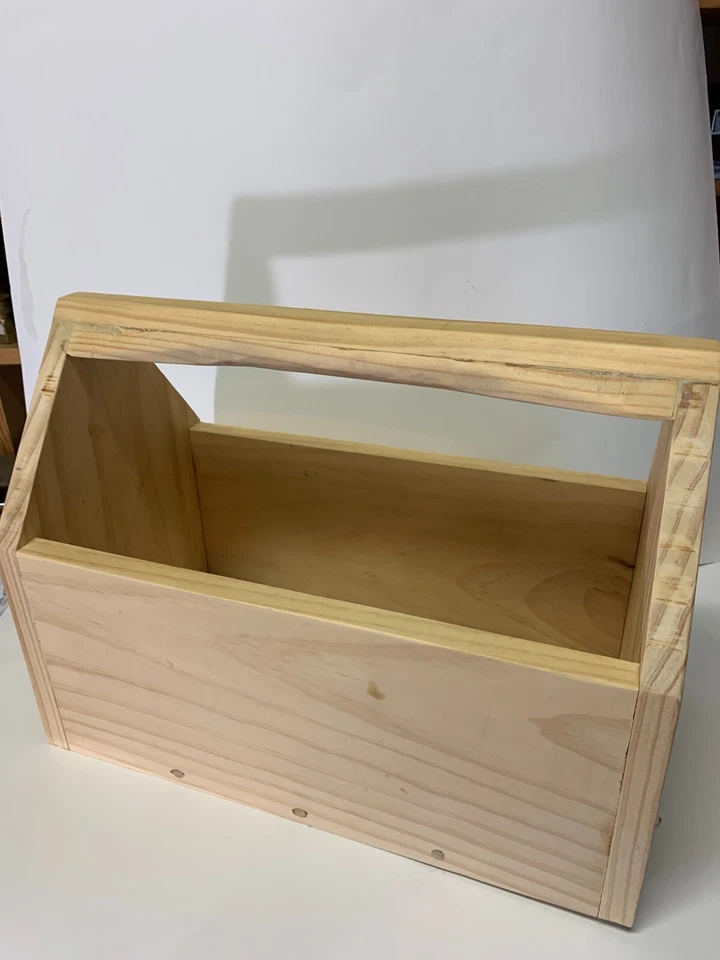 Caja de herramientas de madera vintage carrito de mano herramientas de jardín, cargadores, juguetes para perros, libros de cocina Foto 4 de 4