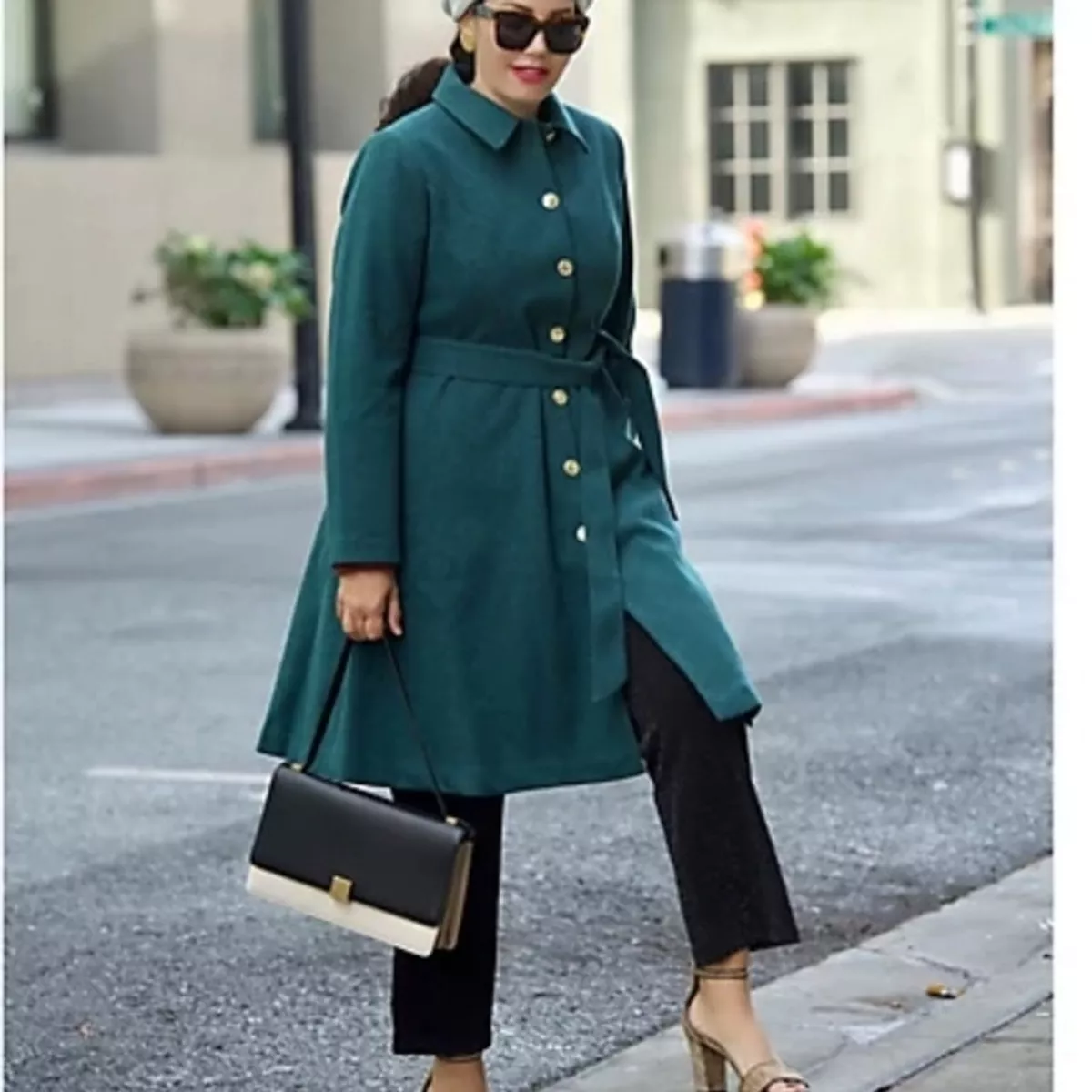 Girls With Curves Classic A Line Coat With Belt Size L eBay