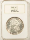 1898 $1 MORGAN DOLLAR - NGC MS-62 PL, PREMIUM QUALITY! OLD FATTY!