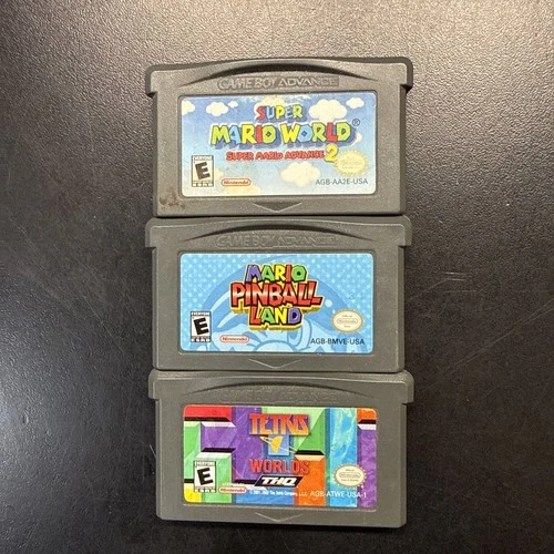 Gameboy Advance Cart Lot Super Mario Advance 2 Mario Pinball Land Tetris Worlds