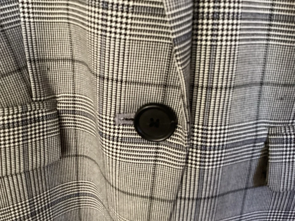 Blazer Ann Taylor para mujer Glenn a cuadros negro, crema y azul talla 0 pequeño, forrado Foto 2 de 4