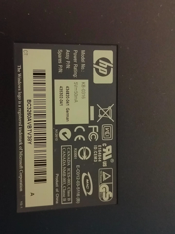 HP Tastatur KB-0316 PS/2 Deutsch QWERTZ gebraucht (V 1145) - Bild 4 von 4